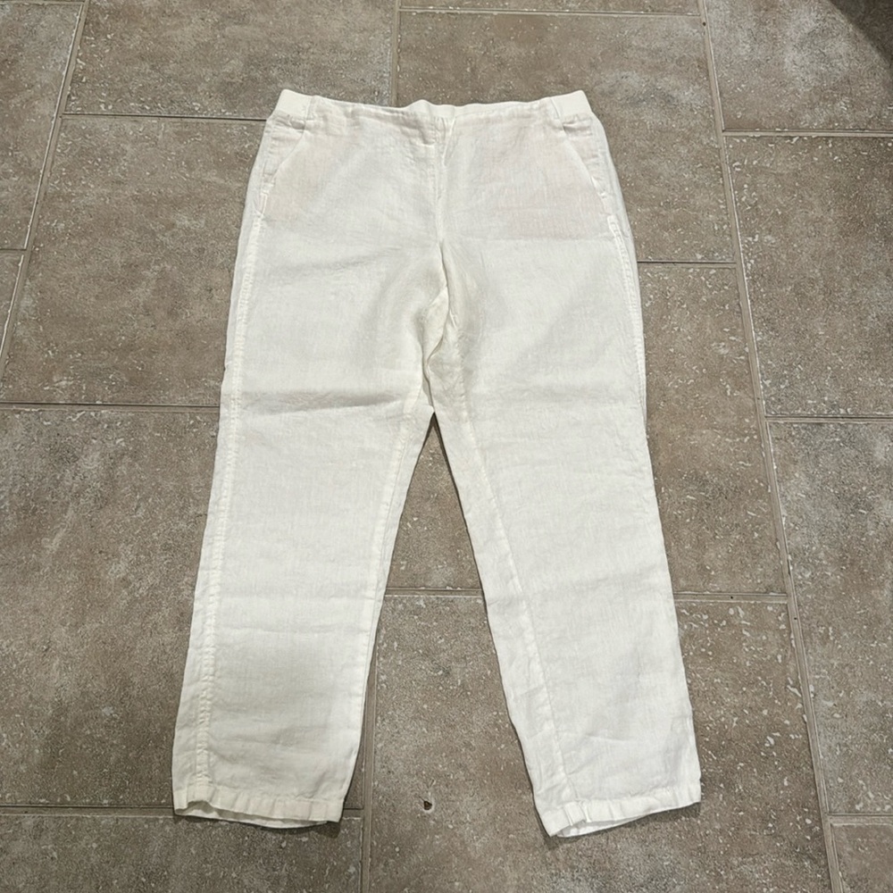 Women's,‎ J. JIll Pull on Linen Cream Pants Mediumd